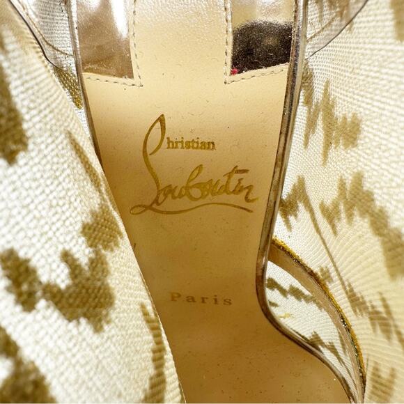 Christian Louboutin Top Top Glitter Lace Up Booties Size 37 - Picture 12 of 12
